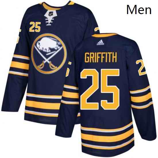 Mens Adidas Buffalo Sabres 25 Seth Griffith Authentic Navy Blue Home NHL Jersey